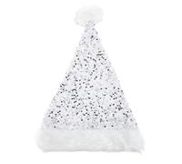 Lurrose White Sequin Plush Christmas Hat Soft Fabric and Plush Material Festive Costume Accessory and Photo Prop for Christmas Party and Video Photo Scenes