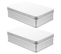 Lurrose White Square Sublimation Tin Box with Lid Iron Cookie Box for Wedding and Birthday Gift Wrapping Simple Sealing Storage Case
