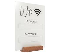 Lurrose Wifi Password Sign Acrylic Board White with Stand for Home Office Restaurant Table Decor Guest Room Reminder Plaque