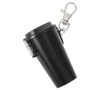 Lurrose Windproof Portable Ashtray with Keychain, Tiny Metal Ash Holder for Car and Hiking, Black Compact Ash Organizer for Smokers