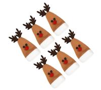 Lurrose Wine Bottle Cover 6Pcs Christmas Elk Decorative Bottle Plug Cloth Washable for Holiday Events and Wine Lovers