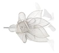 Lurrose Women Fascinators Tea Party Hat Silver Fascinators Headpiece Grey Mesh Flower Headband for Wedding Cocktail Party