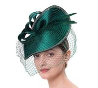 Lurrose Womens Fascinator Tea Party Headband Veil Fascinator Hat for Wedding Church Cocktail Party (Green)