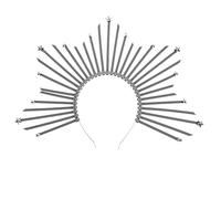 Lurrose Womens Fashion Headbands Headband Goddess Zip Tie Spiked Halloween Costume Headpiece Headdress for Cosplay Party Silver