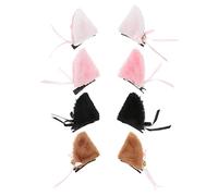 Lurrose Womens Hair Clips 4 Pairs Cosplay Cat Ears Hair Clips, Fox Ears Hair Clips Cat Ear Hair Clip with Bell Headwear for Cosplay Halloween Costume Party Dress Girl Hair Clips