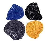 Lurrose Womens Hats Mesh Crochet Hair Net Mesh Crochet Hair Net, 4pcs Short Cap Soft Snood Hat Sleeping Head Cover for Women (Assorted Color) Knitted Curly Hat