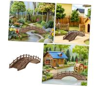 Lurrose Wooden Arch Bridge Miniature Ancient Chinese Design Fairy Garden Accessories Micro Landscape Bonsai Moss Garden Decor Ornamental Bridge for Zen and DIY Craft