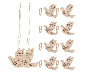 Lurrose Wooden Christmas Ornaments 10Pcs Double-Layer Peace Dove Wood Chips DIY Craft Decorations for Holiday and Autumn Season