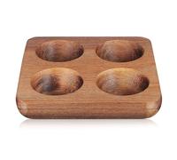 Lurrose Wooden Egg Tray 4 Slots Wooden Egg Holder Countertop Storage Organizer Brown Acacia Wood Elegant Kitchen Refrigerator Display