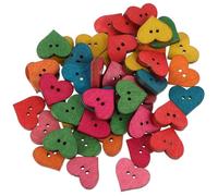 Lurrose Wooden Heart Buttons 50Pcs Vintage Rustic Small Heart Buttons for Wedding Crafts DIY Sewing Clothes and Accessories