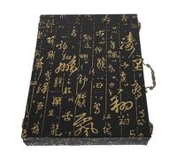 Lurrose Wooden Mahjong Game Organizer Box with Embossed Vintage Design Large Capacity Storage Case for 6.0cm Tiles Traditional Chinese Mahjong Storage Box with Handle for Home and Travel