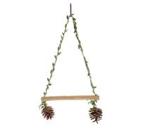 Lurrose Wooden Parakeet Swing Bird Hammock Hanging and Standing with Creative Shape for Home Decor and Birdcage Accessories