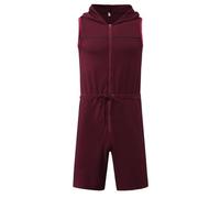 Lu's Chic Men's Summer Onesies Romper Zip Up Rompers Tank Short Sleeveless Thin Soft Casual Hooded Playsuit