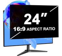 LUSA DESIGN 24 Inch Computer Privacy Screen Filter for 16:9 Aspect Ratio, Eye Protection Anti Blue Light Glare Shield, Removable Black Blackout Anti Spy Desktop Security Private Filter Protector