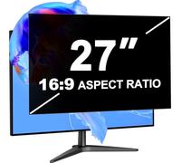 LUSA DESIGN 27 Inch Computer Monitor Privacy Screen Filter for 16:9 Aspect Ratio, Eye Protection Anti Blue Light Glare Shield, Removable Blackout Anti Spy Desktop Security Private Filter Protector