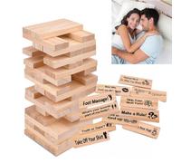 Lusacy 48Pcs Stacking Wooden Block Game for Couples,Super Naughty Block Tower Game,Adult Jenga Naughty,Lust Tower, Fun Date Night Activities