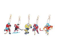 LUSandy 5pcs DIY 5D Ice Hockey Players Diamond Painting Keychain Kits Full Drill Special Shape Ice Hockey Diamond Art Key Chain Key Ring Set for Backpack Shoulder Bag Accessories Adults and Kids