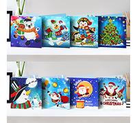 LUSandy 8 Packs DIY 5D Diamond Painting Xmas Cards Kits for Adults Merry Christmas Snowman Polar Bear Santa Claus Diamond Art Greeting Cards Art Craft Gifts for Family and Friends