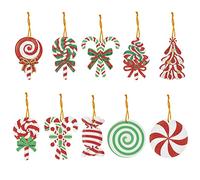 LUSandy Christmas Candy Diamond Painting Hanging Pendant, 10pcs DIY Special Shaped Xmas Diamond Art Hanging Ornaments Gift Wrap Tags with Ropes for Christmas, Party, Holiday Decoration