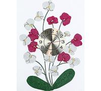 LUSandy DIY 5D Diamond Painting Clock Kits for Adults Pink and White Flower Partial Drill Special Shaped Diamond Art Wall Clock Crystal Rhinestone Diamond Painting by Number Art Crafts Home Wall Decor