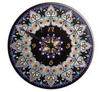 LUSandy DIY 5D Diamond Painting Clock Kits for Adults Purple Mandala Partial Drill Special Shaped Metal Art Wall Clock Crystal Rhinestone Diamond Painting by Number Mosaic Art Crafts Home Wall Decor