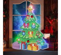 LUSandy DIY 5D Diamond Painting LED Lights Christmas Ornament Kit Special Shape Rhinestone Christmas Diamond Art Hanging Lamp Xmas Home Decoration Gift - Christmas Tree and Gift