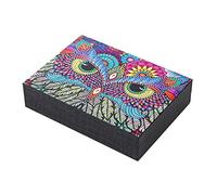 LUSandy DIY 5D Owl Diamond Painting Jewelry Box Kits for Adults Kids, Special Shaped Crystal Rhinestone Diamond Art Jewelry Case Storage Organizer PU Leather Rings Necklace Bracelet Storage Box