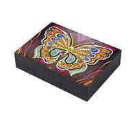 LUSandy DIY 5D Red Butterfly Diamond Painting Jewelry Box Kits for Adults, Special Shaped Crystal Rhinestone Diamond Art Jewelry Case Storage Organizer PU Leather Rings Necklace Bracelet Box