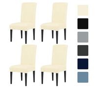 LUSCHEER Dining Room Chair Covers Set of 4, Chair Protector Slipcovers Stretch Removable Washable Decoration Seat Cover for Hotel, Ceremony, Banquet, Kitchen, Restaurant, Home (Beige)