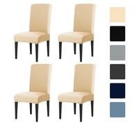 LUSCHEER Dining Room Chair Covers Set of 4, Chair Protector Slipcovers Stretch Removable Washable Decoration Seat Covers for Hotel, Ceremony, Banquet, Kitchen, Restaurant, Home (Peachy)