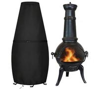 LUSCHEER Large Chimenea Cover with 3 Windproof Buckles & Drawstring - Waterproof Outdoor Chiminea Covers, 210D Oxford Anti-UV Garden Patio Heater Cover with Secure Fit (122x21/61cm) - Black