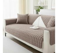 LUSCHEER Sofa Covers 1 2 3 Seater Soft Flannel Couch Cover, Universal Cushion Covers Non-Slip for Corner L Shape Sectional Sofa Furniture Protector (Brown, Pillowcase 30x50cm)
