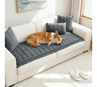 LUSCHEER Thick Sofa Covers 1 2 3 Seater, Soft Corduroy Universal Non-Slip Corner Couch Cover L Shape Sectional Seat Sofa Slipcovers Furniture Protector for Living Room (Dark Grey, 90x180cm)