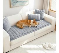 LUSCHEER Thick Sofa Covers 1 2 3 Seater, Soft Corduroy Universal Non-Slip Corner Couch Cover L Shape Sectional Sofa Slipcovers Furniture Protector for Living Room (Light Grey, Pillowcase 45x45cm)