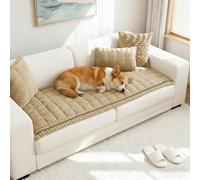 LUSCHEER Thick Sofa Covers 1 2 3 Seater, Soft Corduroy Universal Non-Slip Corner Couch Cover L Shape Sectional Seat Sofa Slipcovers Furniture Protector for Living Room (Corduroy Khaki, 70x180cm)