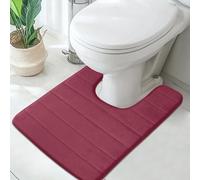 LUSCHEER U Shape Pedestal Mat, Memory Foam WC Toilet Rug, Red | Water Absorbent Soft Bathroom Toilet Mat, Non Slip, Quick Drying, Machine Washable, 50x60cm for Floor and Daily Care