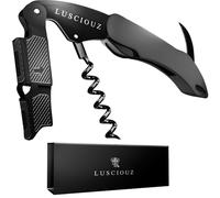 LUSCIOUZ The Helix Professional Waiters Corkscrew Double Action Beer Bottle Opener and Foil Cutter (Titanium Black 101)