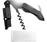 LUSCIOUZ Zero Resistance Corkscrew Silent Wine Bottle Opener Wine Key Made in Japan Double Action (silver101)