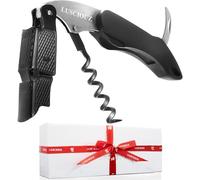 LUSCIOUZ Zero Resistance Corkscrew Silent Wine Bottle Opener Wine Key Made in Japan Double Action (silver101)