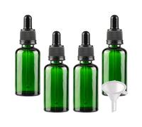 LusDoly 4 Pcs 30ml Green Glass Dropper Bottles with Tamper-Evident Screw Cap Bottle Vials for Essential Oil Aromatherapy Fragrance Blends