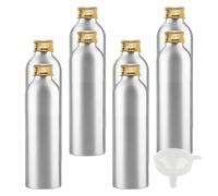 LusDoly 8 Pieces Empty 200ml Aluminium Bottle Silver Metal Bottles with Gold Aluminium Screw Cap for Cosmetic Shampoo Washing Gel Liquid Travel