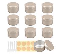 LusDoly Pack of 10, 50ml Matte Gold Empty Round Aluminium Tins Cosmetics Container Pots with Lids for Candles, Cosmetics, Lip Balm, Lotion, Cream DIY