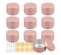LusDoly Pack of 10, 50ml Matte Pink Empty Round Aluminium Tins Cosmetics Container Pots with Lids for Candles, Cosmetics, Lip Balm, Lotion, Cream DIY
