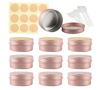 LusDoly Pack of 10, 50ml Rose Gold Empty Round Aluminium Tins Cosmetics Container Pots with Screw Lids for Lip Balm, Lotion, Cream, Masks, Mini Candles, Cosmetics
