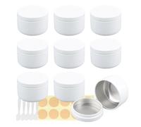 LusDoly Pack of 10, 50ml White Empty Round Aluminium Tins Cosmetics Container Pots with Lids for Candles, Cosmetics, Lip Balm, Lotion, Cream DIY