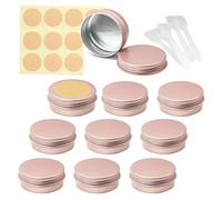 LusDoly Pack of 10, 60ml Rose Gold Empty Round Aluminium Tins Cosmetics Container Pots with Screw Lids for Lip Balm, Lotion, Cream, Masks, Mini Candles, Cosmetics