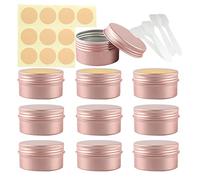 LusDoly Pack of 10, 80ml Rose Gold Empty Round Aluminium Tins Cosmetics Container Pots with Screw Lids for Lip Balm, Lotion, Cream, Masks, Mini Candles, Cosmetics