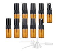 LusDoly Pack of 100, Empty 2ml Brown Amber Glass Fine Mist Bottles Portable Refillable Sample Bottle Travel Spray Perfume Bottles with Atomizer Pump for Liquid Makeup