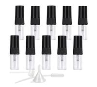 LusDoly Pack of 100, Empty 2ml Transparent Glass Fine Mist Bottles Portable Refillable Sample Bottle Travel Spray Perfume Bottles with Atomizer Pump for Liquid Makeup