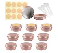 LusDoly Pack of 20, 10ml Rose Gold Empty Round Aluminium Tins Cosmetics Container Pots with Screw Lids for Lip Balm, Lotion, Cream, Masks, Mini Candles, Cosmetics